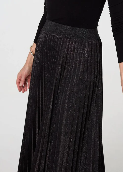Izabel London Black Sparkly Pleated High Waist Maxi Skirt - 12 Image 3