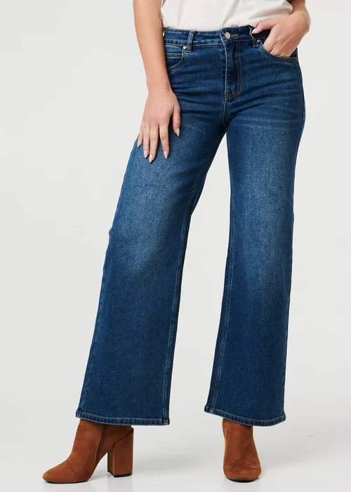 Izabel London Blue High Waist Wide Leg Jeans - 16 Image 4