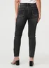 Izabel London Black High Waist Washed Texture Slim Jeans - 8 Image 2