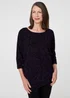 Izabel London Purple Sparkly Knit Batwing Sleeve Tunic Top - 14 Image 1