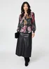 Izabel London Black Floral Long Puff Sleeve Pleated Blouse - 8 Image 4