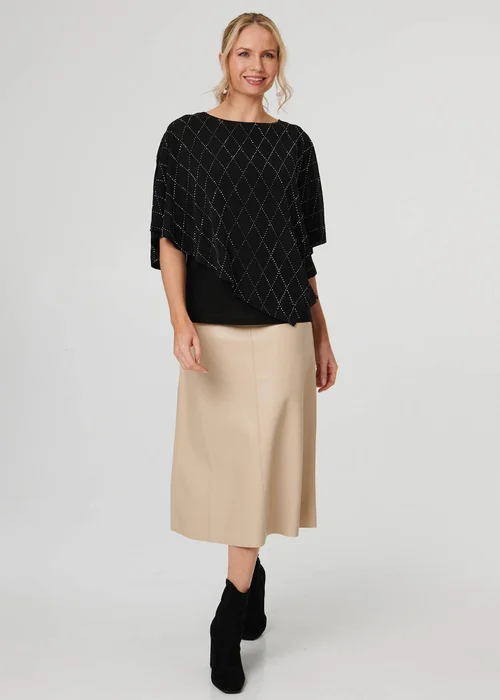 Izabel London Black Geo Print Cut-Out 1/2 Sleeve Blouse - 14 Image 4