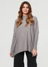 Izabel London Grey High Neck Batwing Sleeve Relaxed Jumper - S/M Image 1