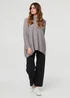 Izabel London Grey High Neck Batwing Sleeve Relaxed Jumper - S/M Image 4