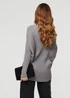 Izabel London Grey Striped Texture Batwing Sleeve Jumper - S/M Image 2