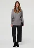 Izabel London Grey Striped Texture Batwing Sleeve Jumper - S/M Image 4