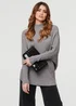 Izabel London Grey Striped Texture Batwing Sleeve Jumper - S/M Image 1