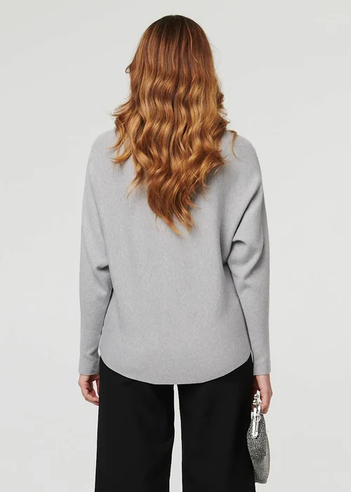 Izabel London Grey Sparkly Star Front Batwing Sleeve Jumper - M/L Image 2