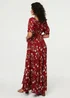 Izabel London Red Floral Bardot Shirred Empire Maxi Dress - 8 Image 2
