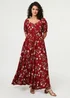 Izabel London Red Floral Bardot Shirred Empire Maxi Dress - 8 Image 1