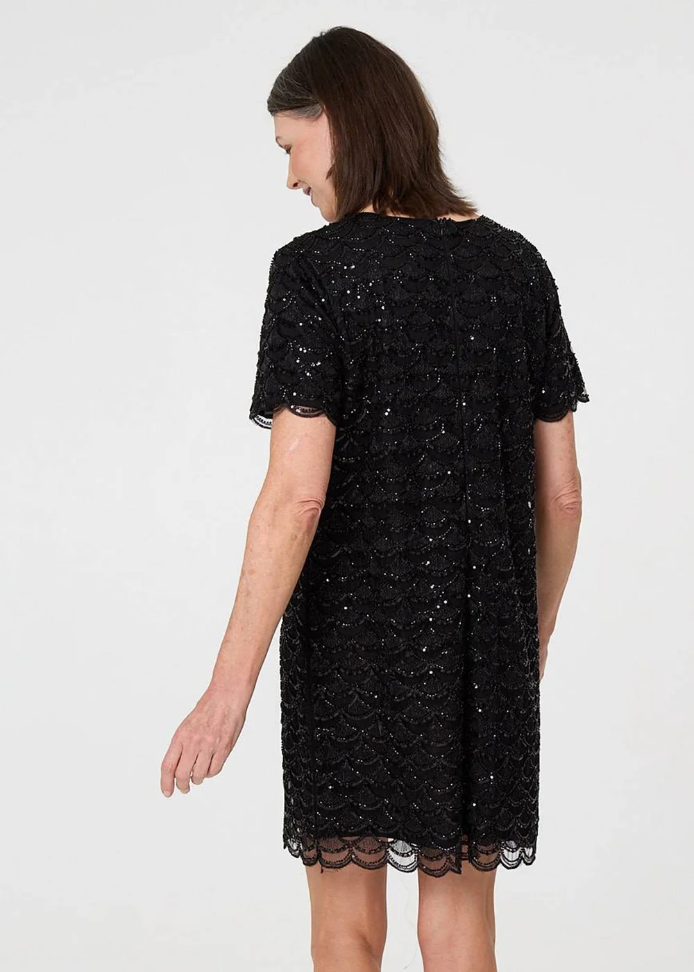 Izabel London Black Sparkly Embellished Short Shift Dress - 12 Image 2