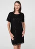 Izabel London Black Sparkly Embellished Short Shift Dress - 12 Image 1