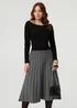 Izabel London Black Chevron Print High Waist Knit Midi Skirt - 8 Image 1