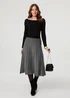 Izabel London Black Chevron Print High Waist Knit Midi Skirt - 8 Image 4