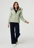 Izabel London Green Faux Fur Trim Hooded Zip-Up Jacket - XL Image 4