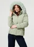Izabel London Green Faux Fur Trim Hooded Zip-Up Jacket - XL Image 1