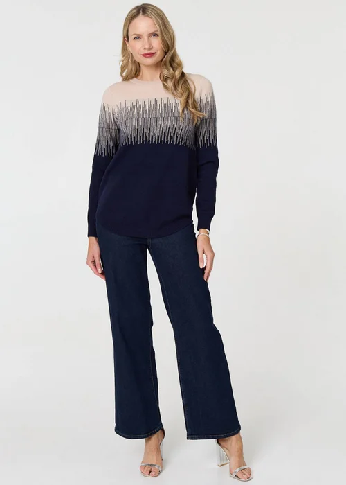 Izabel London Navy Sparkly Embellished Long Sleeve Jumper - 12 Image 4
