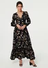 Izabel London Navy Floral Long Sleeve Lace Trim Maxi Dress - 14 Image 4