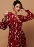 Izabel London Red Floral Long Sleeve Lace Trim Maxi Dress - 20 Image 3
