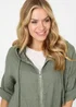 Izabel London Khaki Zip Front Drawstring Hooded Parka Jacket - 14 Image 3