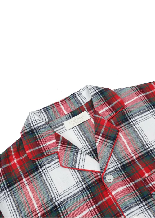 My Christmas Pyjamas White Tidings & Tartan Two-Piece Long Matching Pyjama Set - L Image 5