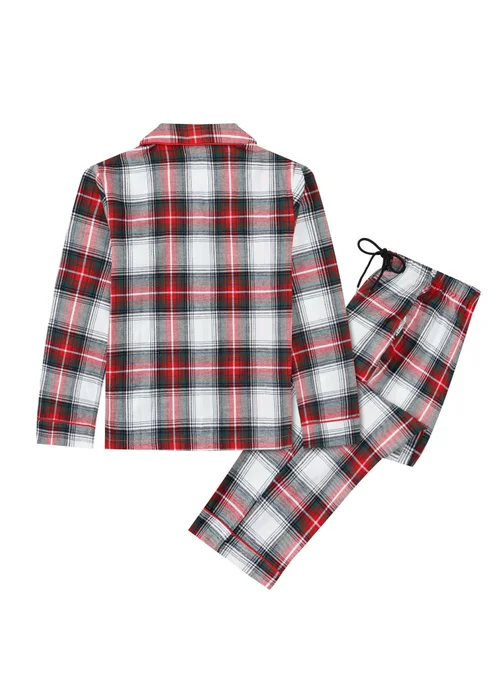 My Christmas Pyjamas White Tidings & Tartan Two-Piece Long Matching Pyjama Set - L Image 2