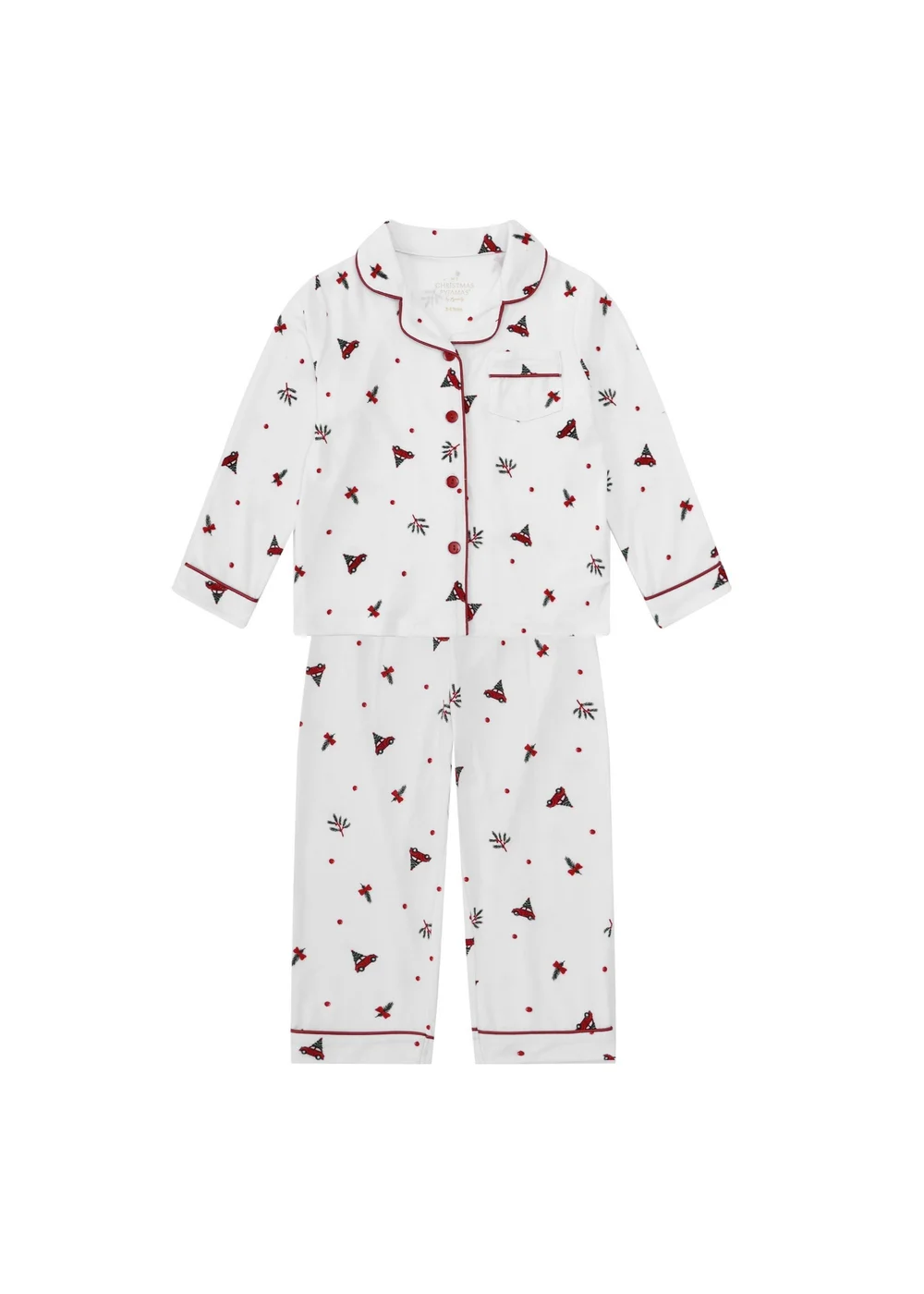My Christmas Pyjamas White Driving Home For Christmas Children's Two-Piece Long Matching Pyjama Set (18m-14yrs) - 11-12 Yrs Image 1