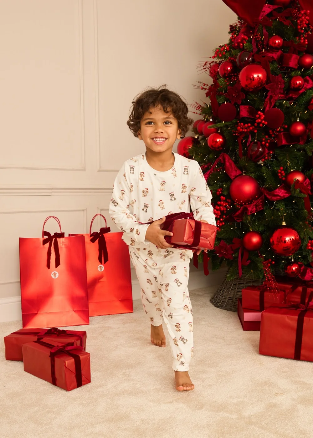 My Christmas Pyjamas Cream Santa Paws Children's Two-Piece Long Matching Pyjama Set (18m-14yrs) - 1.5-2 Yrs Image 3