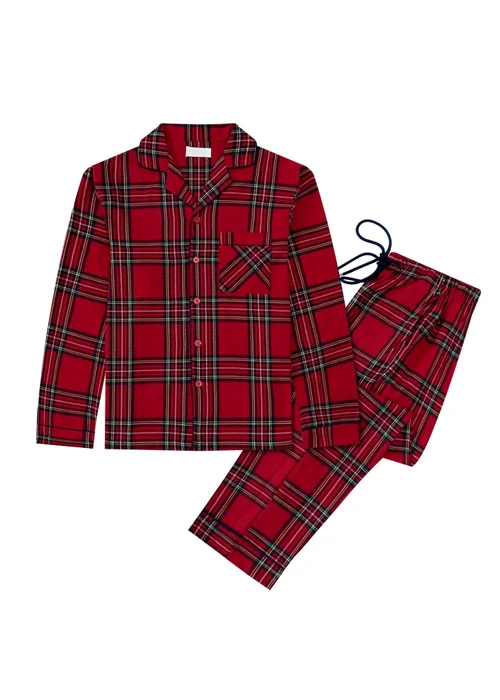 My Christmas Pyjamas Red Check The Halls Two-Piece Long Matching Pyjama Set - S Image 1