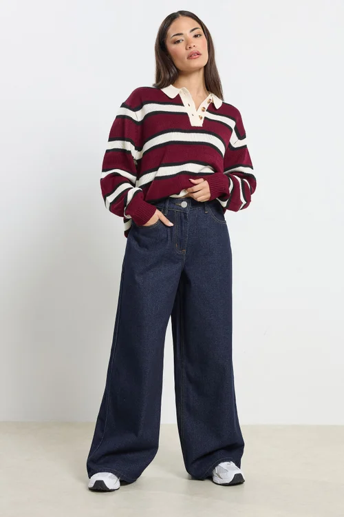 PixieGirl Petite Indigo Blue Stretch Wide Leg Jeans - Size 14, Leg 27 Image 1