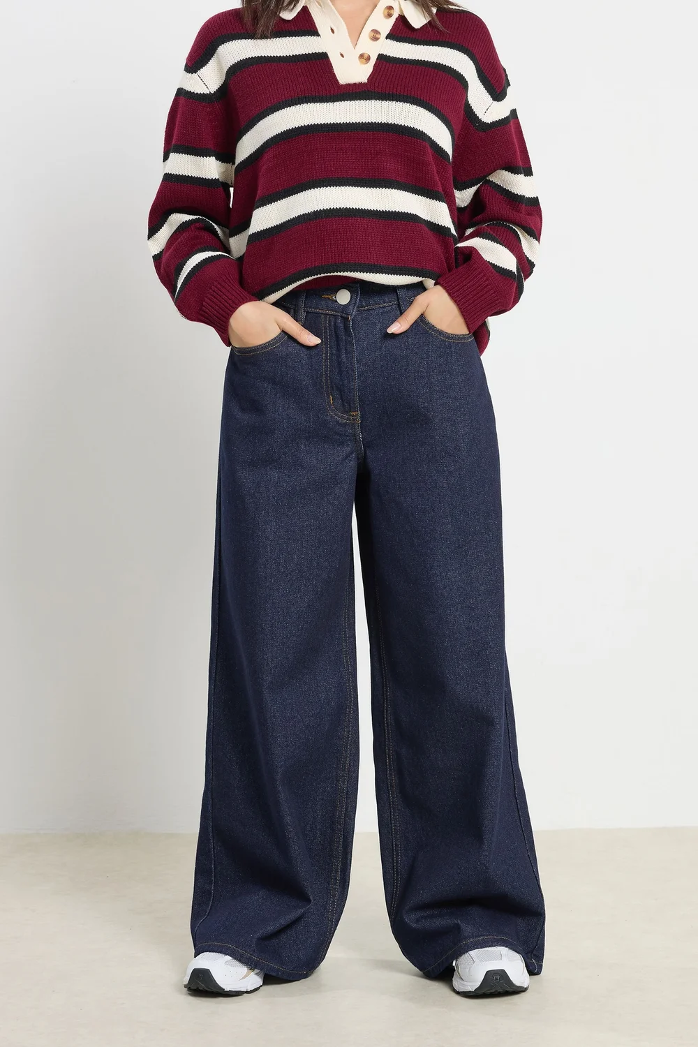 PixieGirl Petite Indigo Blue Stretch Wide Leg Jeans - Size 14, Leg 27 Image 2