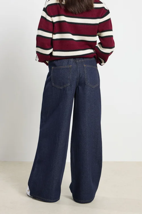 PixieGirl Petite Indigo Blue Stretch Wide Leg Jeans - Size 14, Leg 27 Image 3