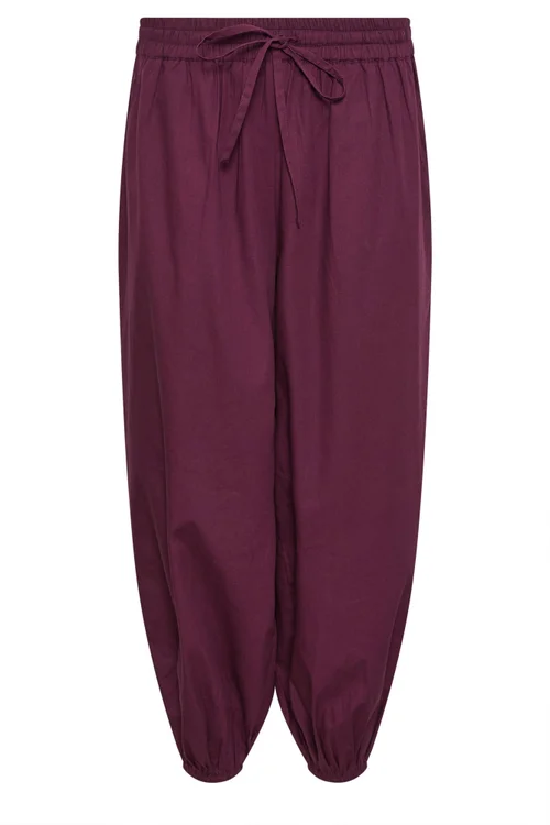 PixieGirl Petite Plum Purple Poplin Balloon Trousers - Size 10, Leg 27 Image 5