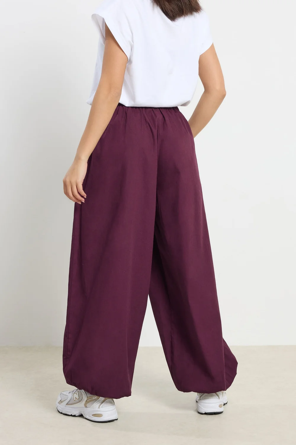 PixieGirl Petite Plum Purple Poplin Balloon Trousers - Size 10, Leg 27 Image 3