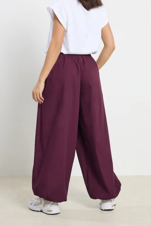 PixieGirl Petite Plum Purple Poplin Balloon Trousers - Size 10, Leg 27 Image 3
