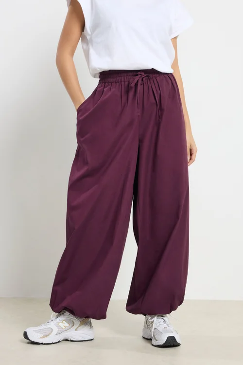 PixieGirl Petite Plum Purple Poplin Balloon Trousers - Size 10, Leg 27 Image 2