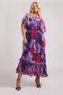Yours London Curve Purple Floral Print Maxi Smock Dress - 22 Image 2