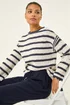 Roman Ivory Stripe Pointelle Knit Jumper - 12 Image 1