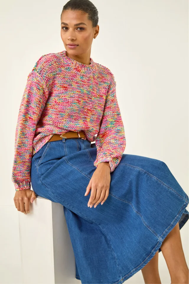 Roman Pink Textured Space Dye Knit Jumper