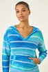 Roman Blue Textured V-Neck Knit Hoodie - Size 18 Image 4