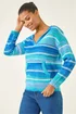 Roman Blue Textured V-Neck Knit Hoodie - Size 18 Image 2