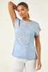 Roman Light Blue Textured Leaf T-Shirt - Size 14 Image 4