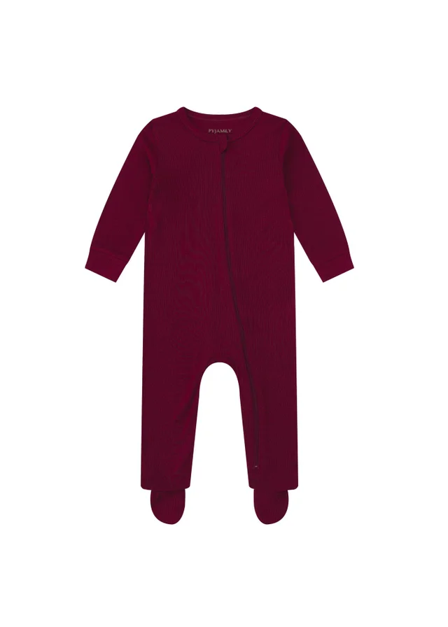 Pyjamily Rich Burgundy Midnight Jewel Baby's One-Piece Matching Pyjama Sleepsuit (0m-18m)