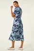 Roman Navy Floral Lace Trim Midi Dress - 12 Image 3