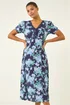 Roman Navy Floral Lace Trim Midi Dress - 12 Image 4