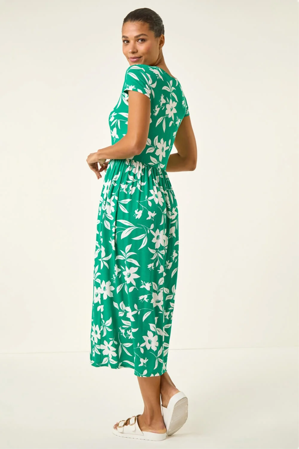 Roman Green Floral Print Pocket Midi Dress - 12 Image 1