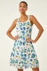 Roman Blue Floral Print Double Layer Dress - 10 Image 2