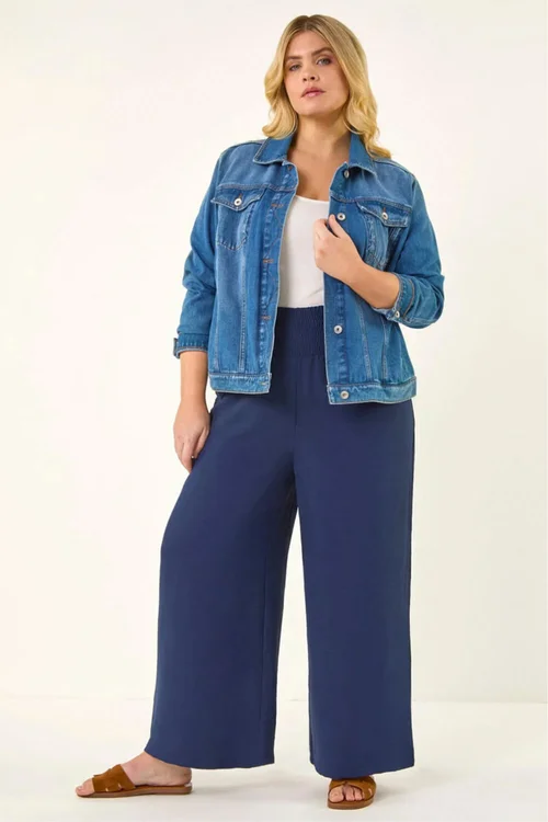 Roman Navy Curve Shirred Wide Leg Trouser - 20 Image 2