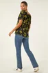 Roman Green Floral Print Gathered Stretch Top - Size 18 Image 3