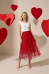 Roman Red Polka Dot Print Elasticated Mesh Skirt - 20 Image 1